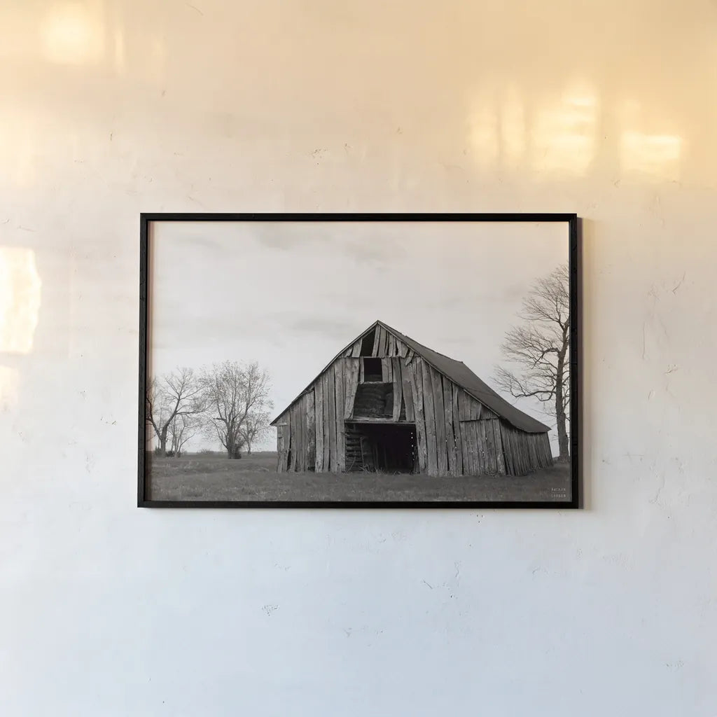 Old Hay Barn by Nathan Larson. shown as a paper print in a black flame. Available as a archival giclee rolled canvas, fine art paper, or poster print. SKU 98023i.