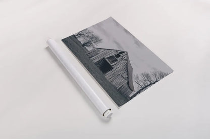 Old Hay Barn BW by Nathan Larson. shown as a rolled paper print. Available as archival giclee rolled canvas, fine art paper, or poster print. SKU 98032i.