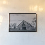 Old Hay Barn BW by Nathan Larson. shown as a paper print in a black flame. Available as a archival giclee rolled canvas, fine art paper, or poster print. SKU 98032i.
