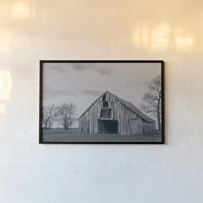 Old Hay Barn BW by Nathan Larson. shown as a paper print in a black flame. Available as a archival giclee rolled canvas, fine art paper, or poster print. SKU 98032i.