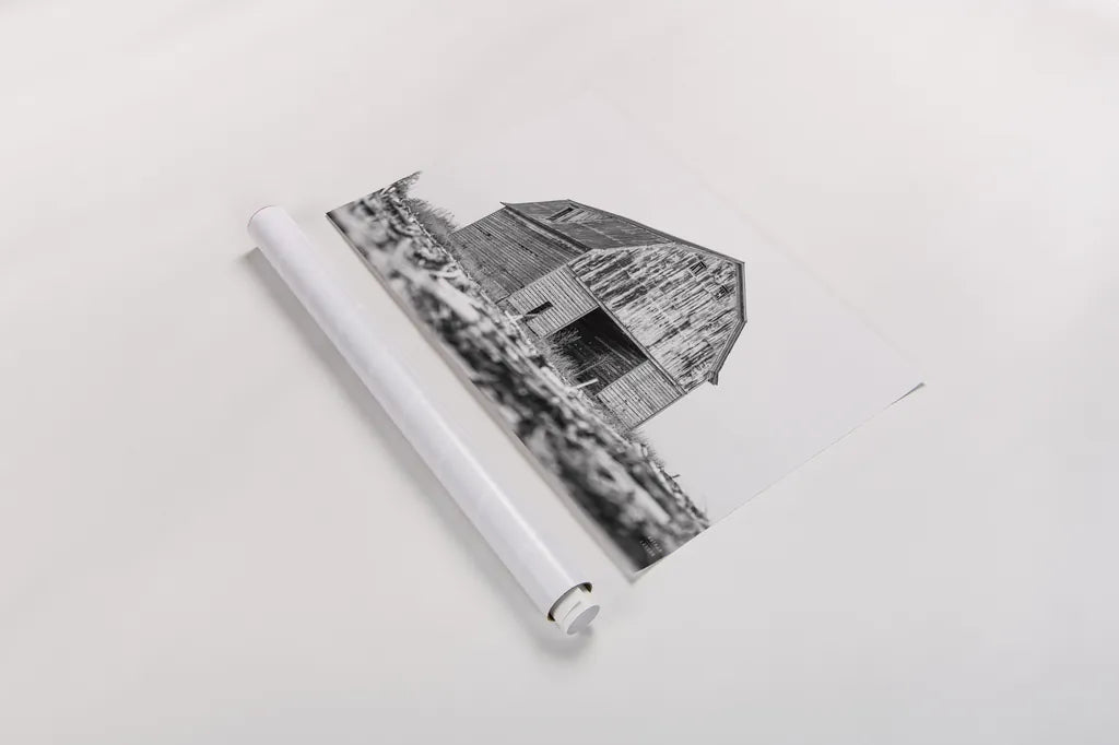 Old Route 66 Barn by Nathan Larson. shown as a rolled paper print. Available as archival giclee rolled canvas, fine art paper, or poster print. SKU 98510i.