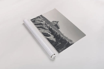 One Room Schoolhouse BW by Nathan Larson. shown as a rolled paper print. Available as archival giclee rolled canvas, fine art paper, or poster print. SKU 98342i.