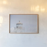 Oregon Coast Lighthouse Color by Nathan Larson. shown as a paper print in a natural frame. Available as a archival giclee rolled canvas, fine art paper, or poster print. SKU 97442i.