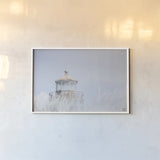 Oregon Coast Lighthouse Color by Nathan Larson. shown as a paper print in a white frame. Available as a archival giclee rolled canvas, fine art paper, or poster print. SKU 97442i.