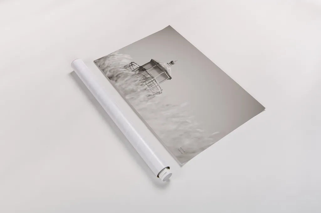 Oregon Coast Lighthouse Neutral by Nathan Larson. shown as a rolled paper print. Available as archival giclee rolled canvas, fine art paper, or poster print. SKU 86919i.