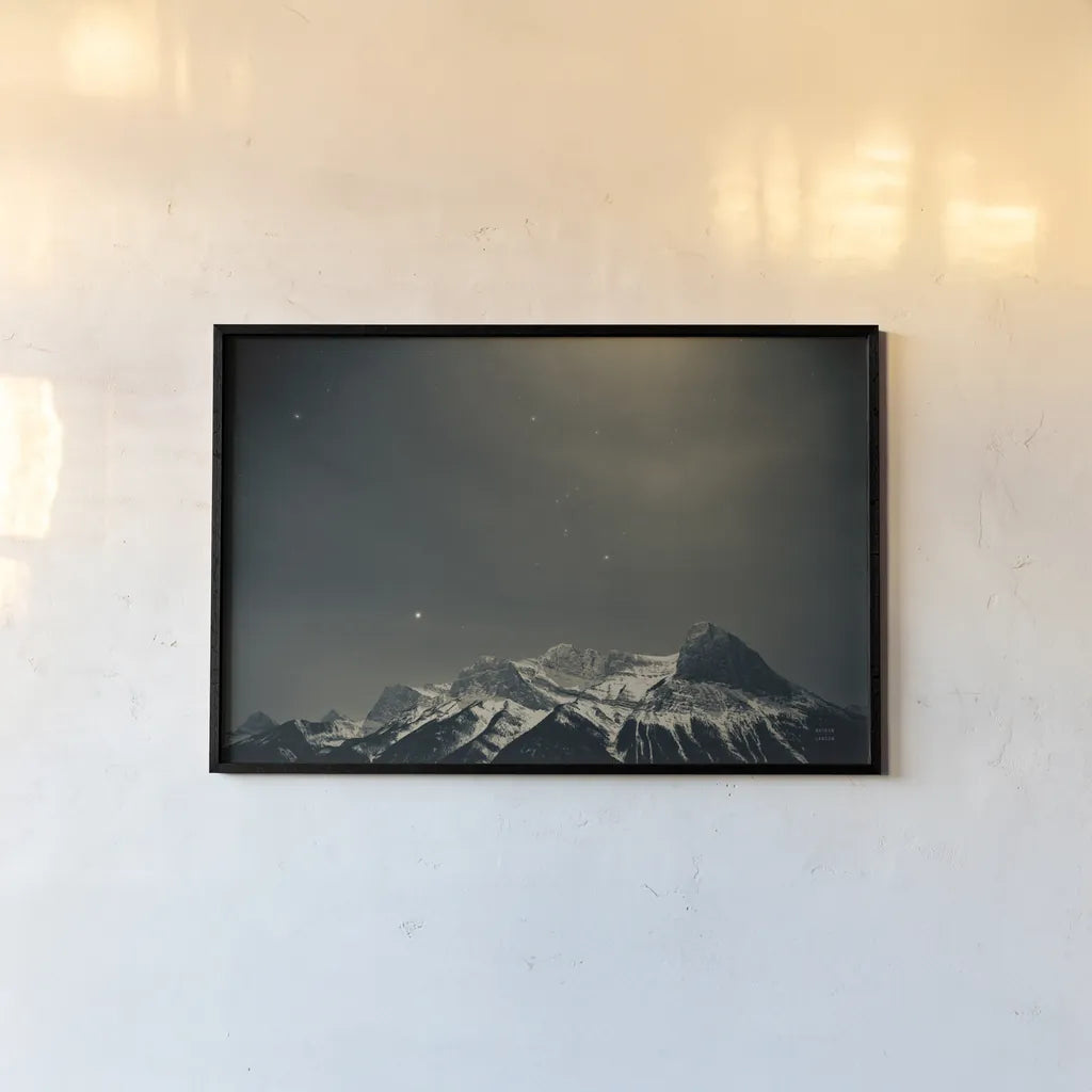 Orion by Nathan Larson. shown as a paper print in a black flame. Available as a archival giclee rolled canvas, fine art paper, or poster print. SKU 84322i.