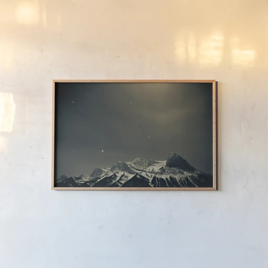 Orion by Nathan Larson. shown as a paper print in a natural frame. Available as a archival giclee rolled canvas, fine art paper, or poster print. SKU 84322i.