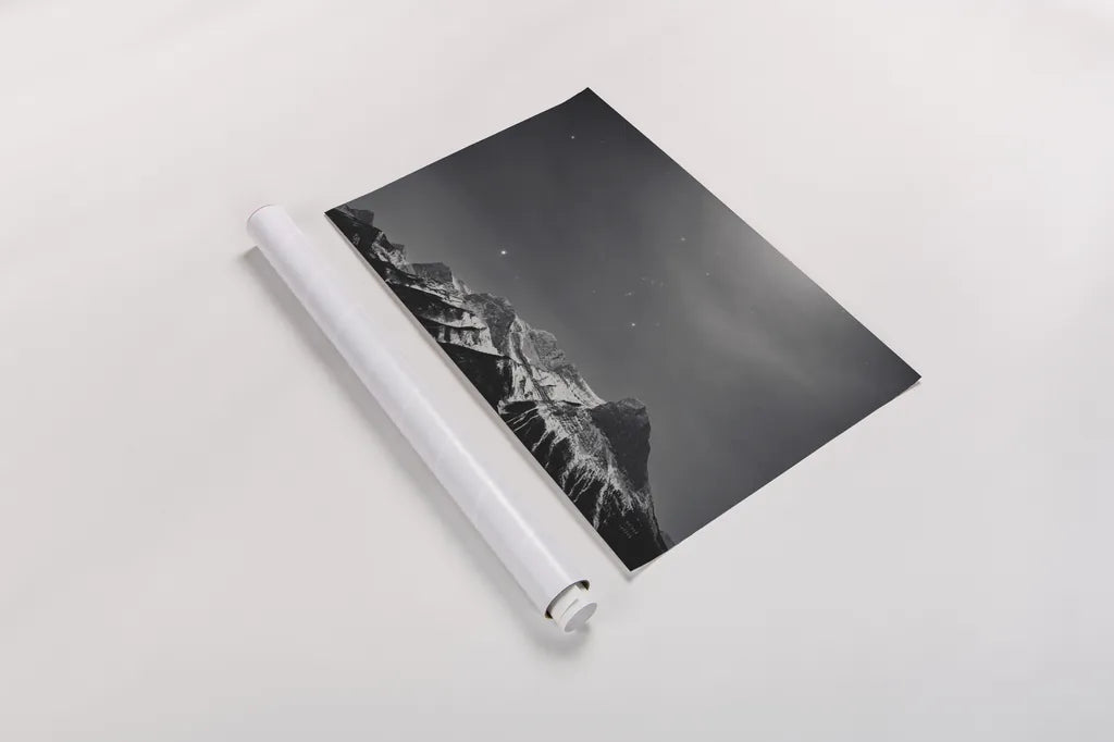 Orion BW by Nathan Larson. shown as a rolled paper print. Available as archival giclee rolled canvas, fine art paper, or poster print. SKU 84323i.