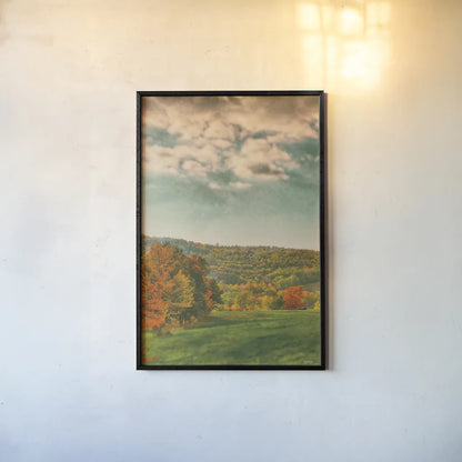 Over the Pasture by Nathan Larson. shown as a paper print in a black flame. Available as a archival giclee rolled canvas, fine art paper, or poster print. SKU 101671h.