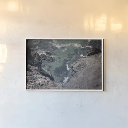 Pacific Cove by Nathan Larson. shown as a paper print in a white frame. Available as a archival giclee rolled canvas, fine art paper, or poster print. SKU 90445i.