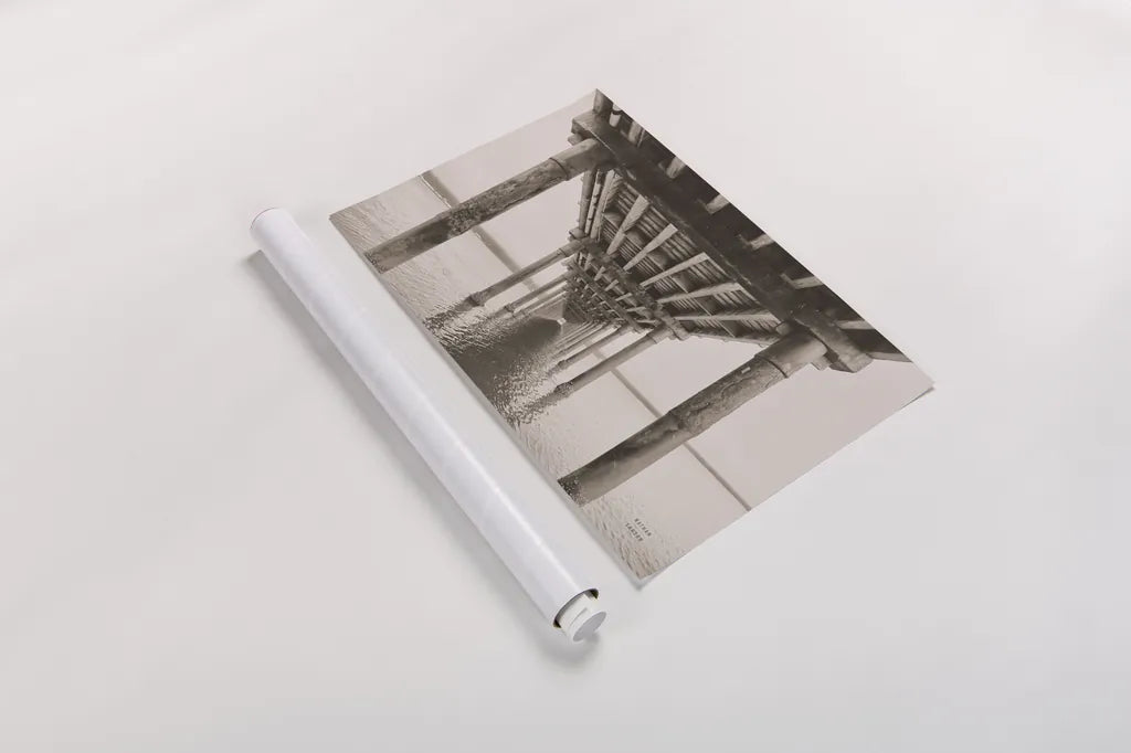 Pacific Pier by Nathan Larson. shown as a rolled paper print. Available as archival giclee rolled canvas, fine art paper, or poster print. SKU 86918i.