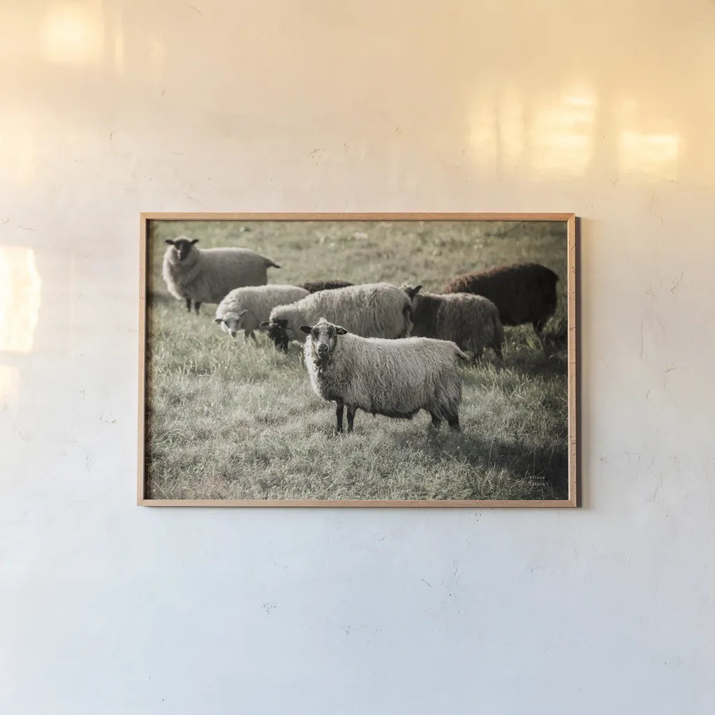 Pastures by Nathan Larson. shown as a paper print in a natural frame. Available as a archival giclee rolled canvas, fine art paper, or poster print. SKU 83983i.