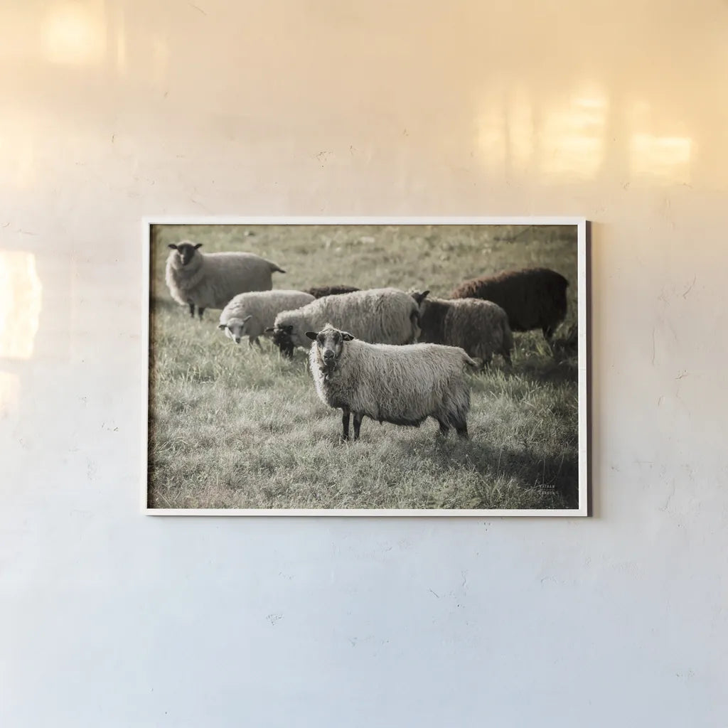 Pastures by Nathan Larson. shown as a paper print in a white frame. Available as a archival giclee rolled canvas, fine art paper, or poster print. SKU 83983i.