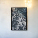 Peacock Study I by Nathan Larson. shown as a paper print in a black flame. Available as a archival giclee rolled canvas, fine art paper, or poster print. SKU 81192h.