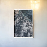 Peacock Study I by Nathan Larson. shown as a paper print in a white frame. Available as a archival giclee rolled canvas, fine art paper, or poster print. SKU 81192h.