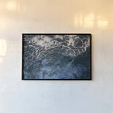 Peacock Study II Horizontal by Nathan Larson. shown as a paper print in a black flame. Available as a archival giclee rolled canvas, fine art paper, or poster print. SKU 89941i.