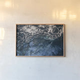 Peacock Study II Horizontal by Nathan Larson. shown as a paper print in a natural frame. Available as a archival giclee rolled canvas, fine art paper, or poster print. SKU 89941i.