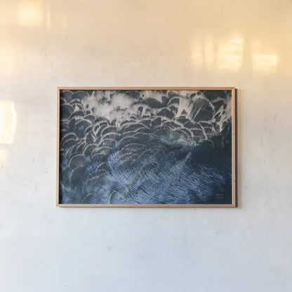 Peacock Study II Horizontal by Nathan Larson. shown as a paper print in a natural frame. Available as a archival giclee rolled canvas, fine art paper, or poster print. SKU 89941i.