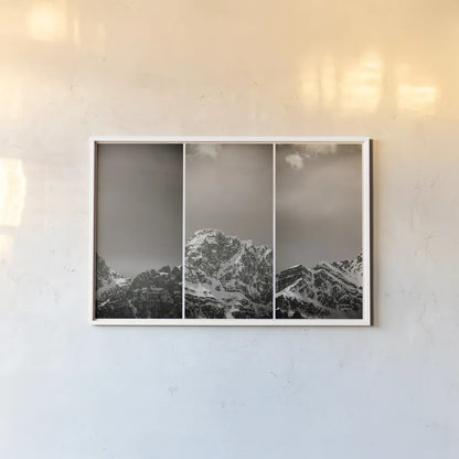 Peak Panel by Nathan Larson. shown as a paper print in a white frame. Available as a archival giclee rolled canvas, fine art paper, or poster print. SKU 82414i.