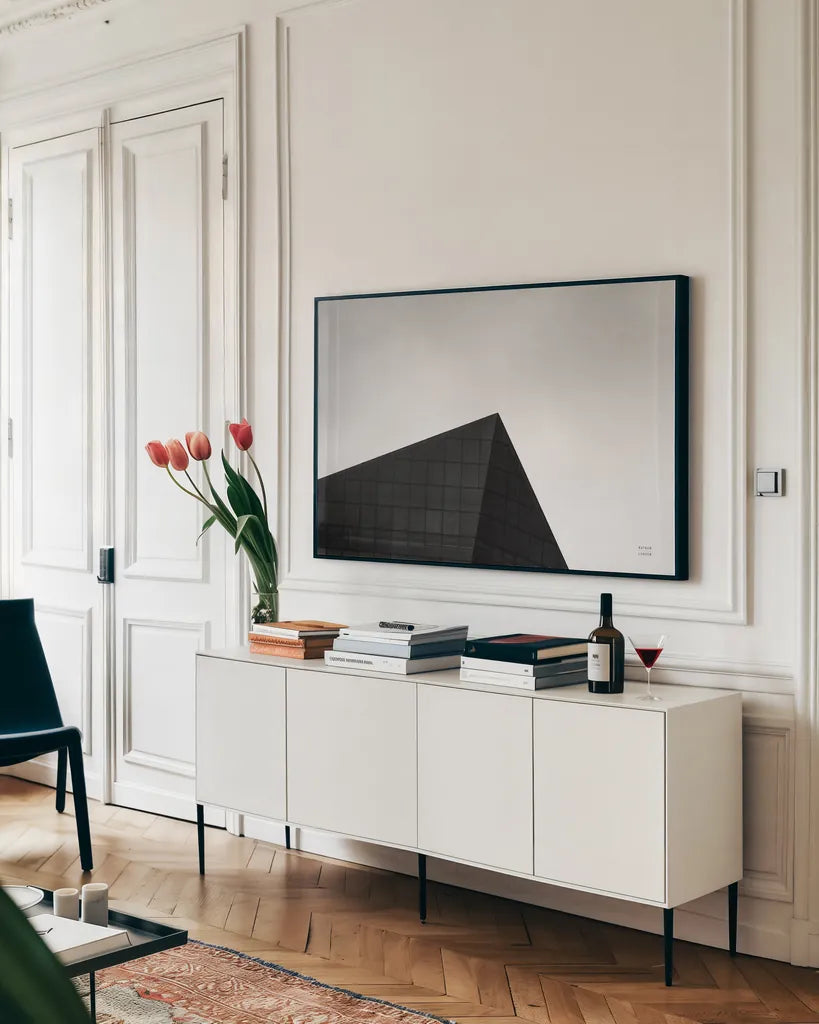 Philly I by Nathan Larson. shown as a framed stretched canvas in a living room above a console. Available as a archival giclee rolled canvas, fine art paper, or poster print. SKU 88597i.