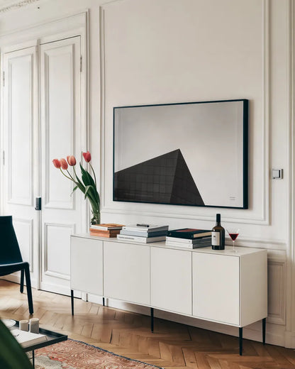 Philly I by Nathan Larson. shown as a framed stretched canvas in a living room above a console. Available as a archival giclee rolled canvas, fine art paper, or poster print. SKU 88597i.