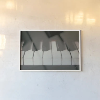 Piano Lounge III by Nathan Larson. shown as a paper print in a white frame. Available as a archival giclee rolled canvas, fine art paper, or poster print. SKU 76312i.