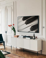 Piano Lounge VI by Nathan Larson. shown as a framed stretched canvas in a living room above a console. Available as a archival giclee rolled canvas, fine art paper, or poster print. SKU 76315i.