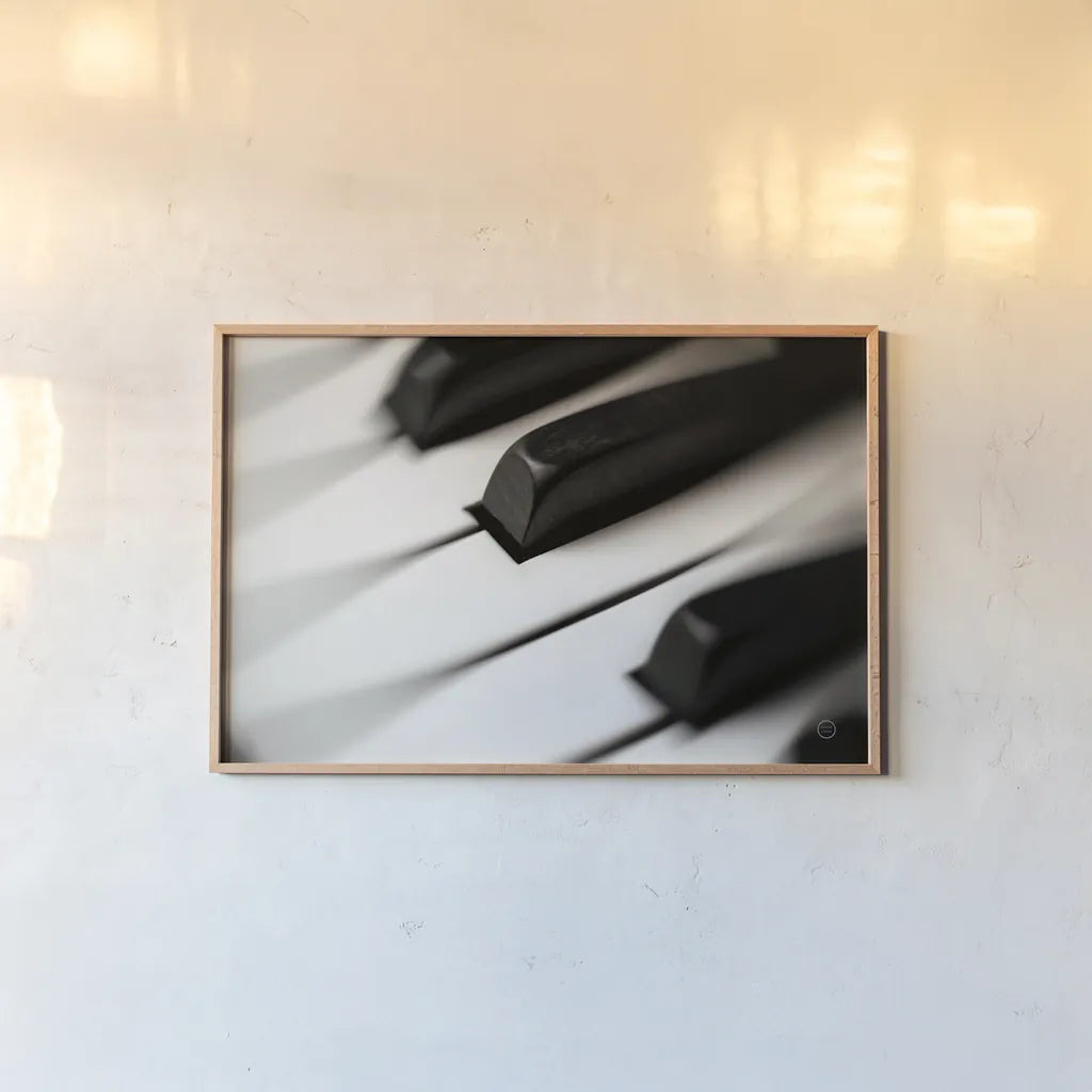 Piano Lounge VI by Nathan Larson. shown as a paper print in a natural frame. Available as a archival giclee rolled canvas, fine art paper, or poster print. SKU 76315i.