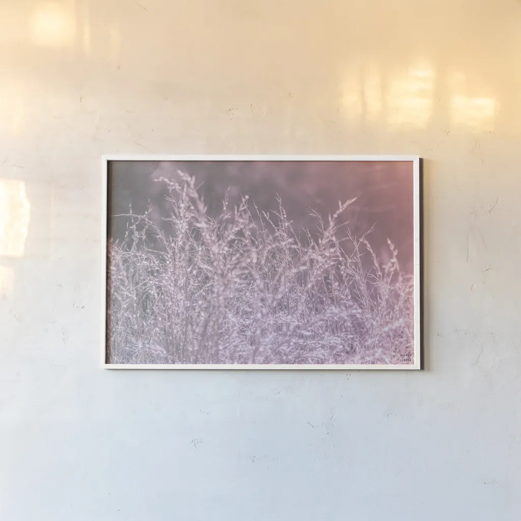 Pink Morning I by Nathan Larson. shown as a paper print in a white frame. Available as a archival giclee rolled canvas, fine art paper, or poster print. SKU 98719i.