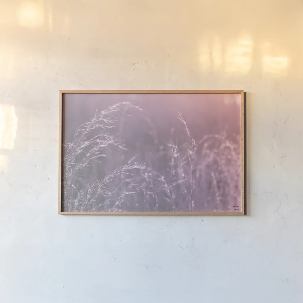 Pink Morning II by Nathan Larson. shown as a paper print in a natural frame. Available as a archival giclee rolled canvas, fine art paper, or poster print. SKU 98720i.