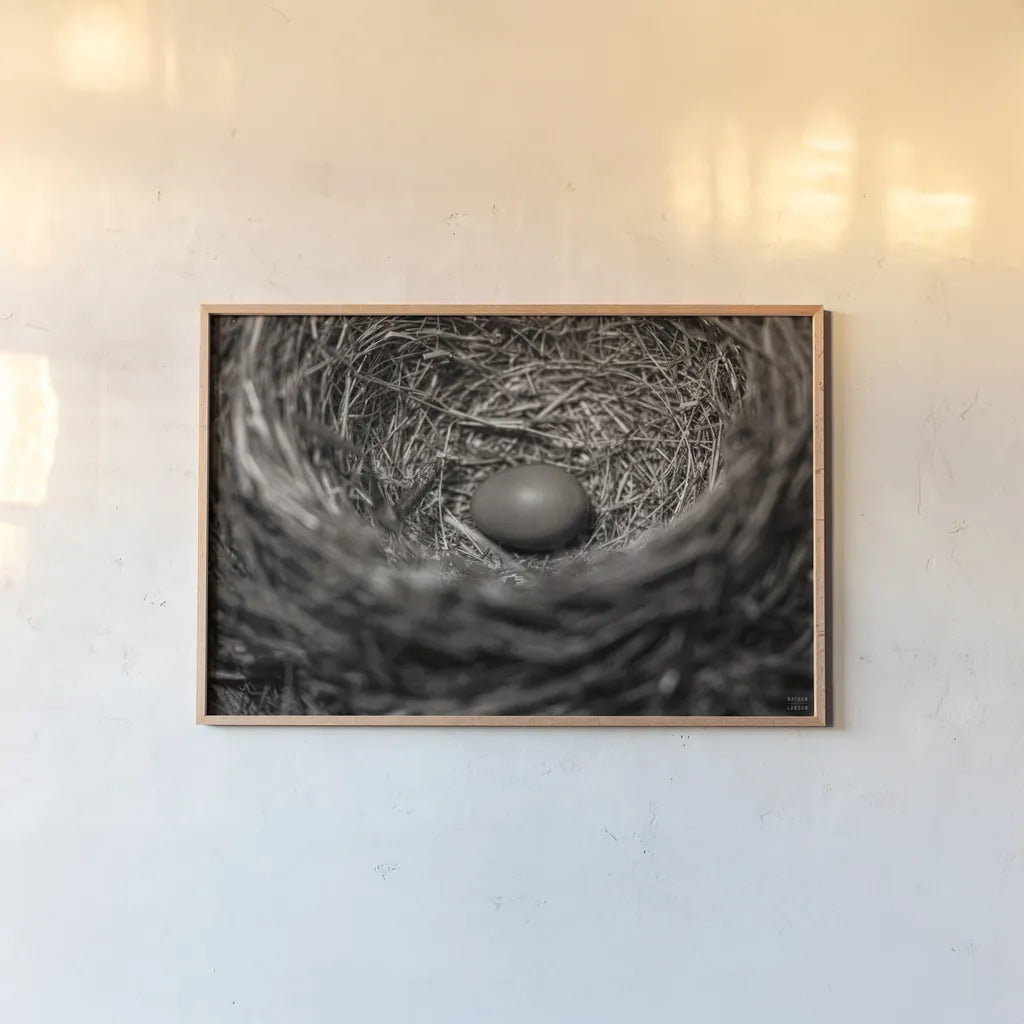 Preparing I by Nathan Larson. shown as a paper print in a natural frame. Available as a archival giclee rolled canvas, fine art paper, or poster print. SKU 99781i.