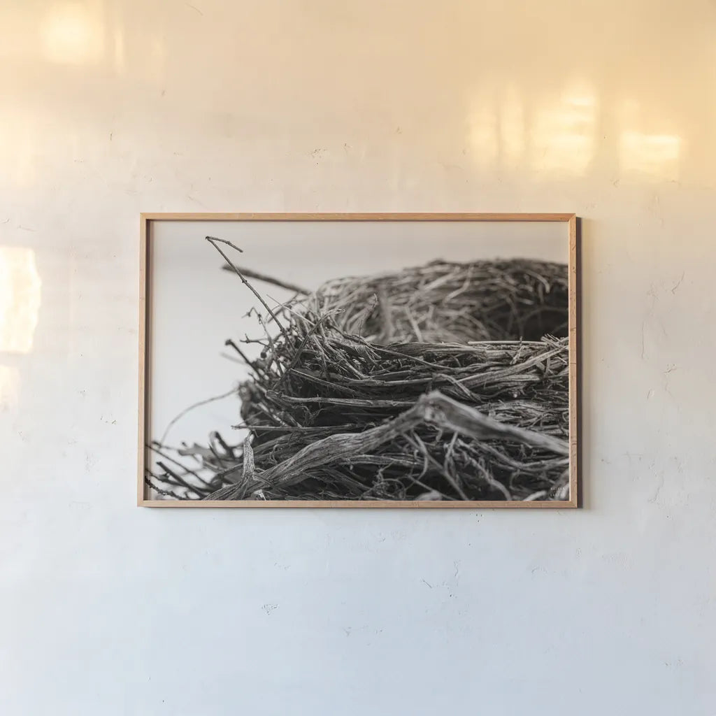 Preparing II by Nathan Larson. shown as a paper print in a natural frame. Available as a archival giclee rolled canvas, fine art paper, or poster print. SKU 99782i.