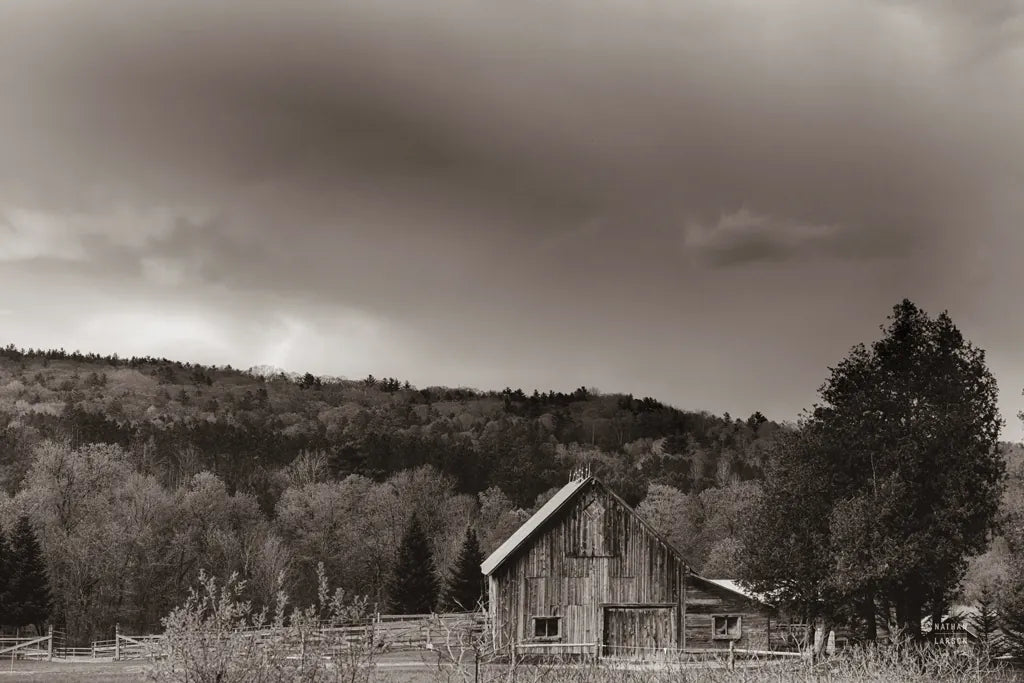 Rainbow Sunset Sepia by Nathan Larson. SKU 86416i. Archival Giclee Fine art print for wall decor.