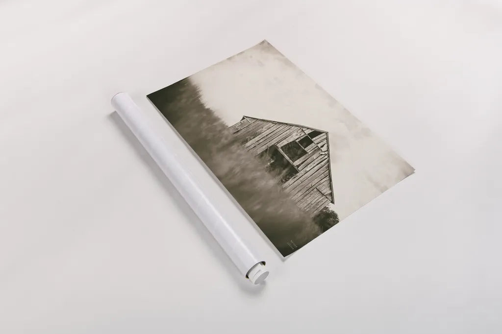 Rainy Barn Days by Nathan Larson. shown as a rolled paper print. Available as archival giclee rolled canvas, fine art paper, or poster print. SKU 98025i.