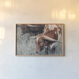 Rainy Pasture III by Nathan Larson. shown as a paper print in a natural frame. Available as a archival giclee rolled canvas, fine art paper, or poster print. SKU 99209i.