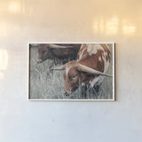 Rainy Pasture III by Nathan Larson. shown as a paper print in a white frame. Available as a archival giclee rolled canvas, fine art paper, or poster print. SKU 99209i.