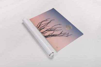 Reaching Up Moon by Nathan Larson. shown as a rolled paper print. Available as archival giclee rolled canvas, fine art paper, or poster print. SKU 76442i.