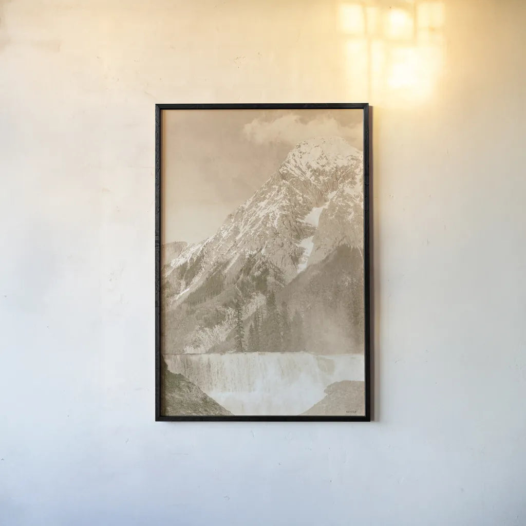 Remember the Mountain by Nathan Larson. shown as a paper print in a black flame. Available as a archival giclee rolled canvas, fine art paper, or poster print. SKU 84247h.