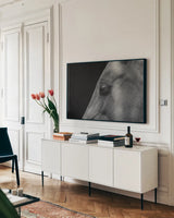 Rest by Nathan Larson. shown as a framed stretched canvas in a living room above a console. Available as a archival giclee rolled canvas, fine art paper, or poster print. SKU 100502i.
