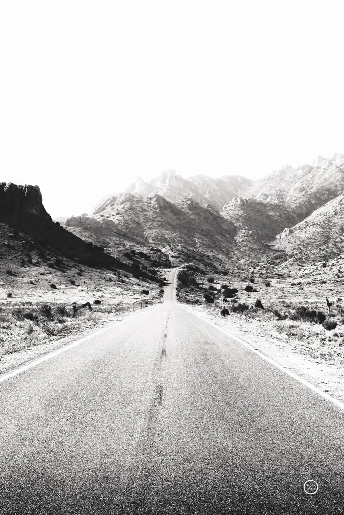 Road to Old West BW by Nathan Larson. SKU 72754h. Archival Giclee Fine art print for wall decor.