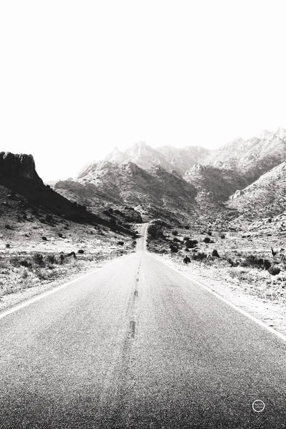 Road to Old West BW by Nathan Larson. SKU 72754h. Archival Giclee Fine art print for wall decor.