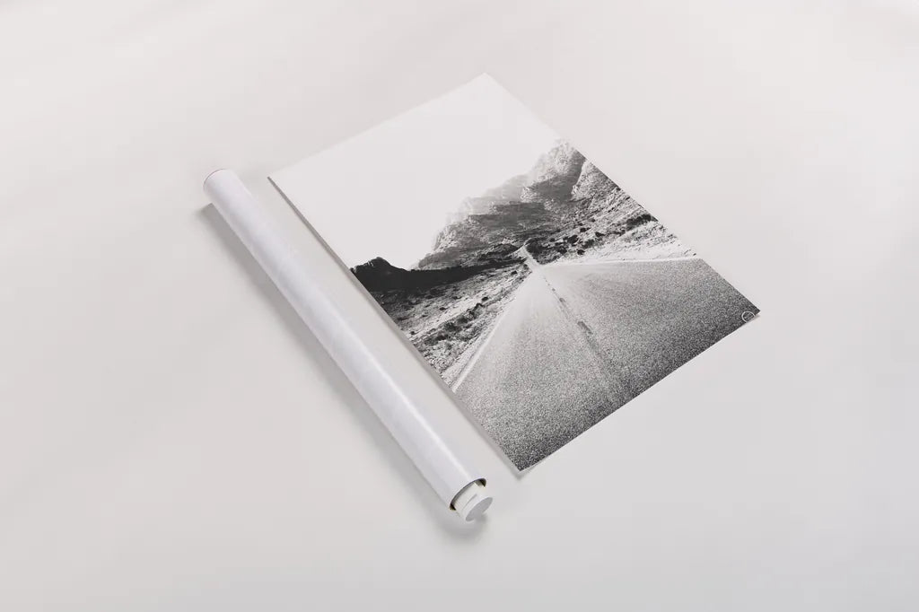 Road to Old West BW by Nathan Larson. shown as a rolled paper print. Available as archival giclee rolled canvas, fine art paper, or poster print. SKU 72754h.