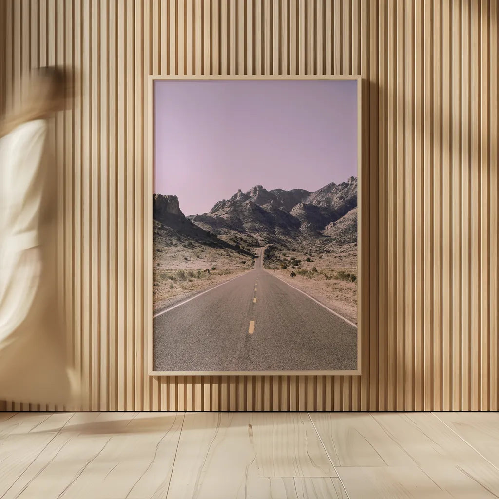 Road to Old West Purple by Nathan Larson. shown as over sized large wall art. Available as an archival giclee rolled canvas, fine art paper, or poster print. SKU 79243h.