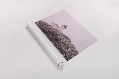 Rocky Lighthouse by Nathan Larson. shown as a rolled paper print. Available as archival giclee rolled canvas, fine art paper, or poster print. SKU 91851i.