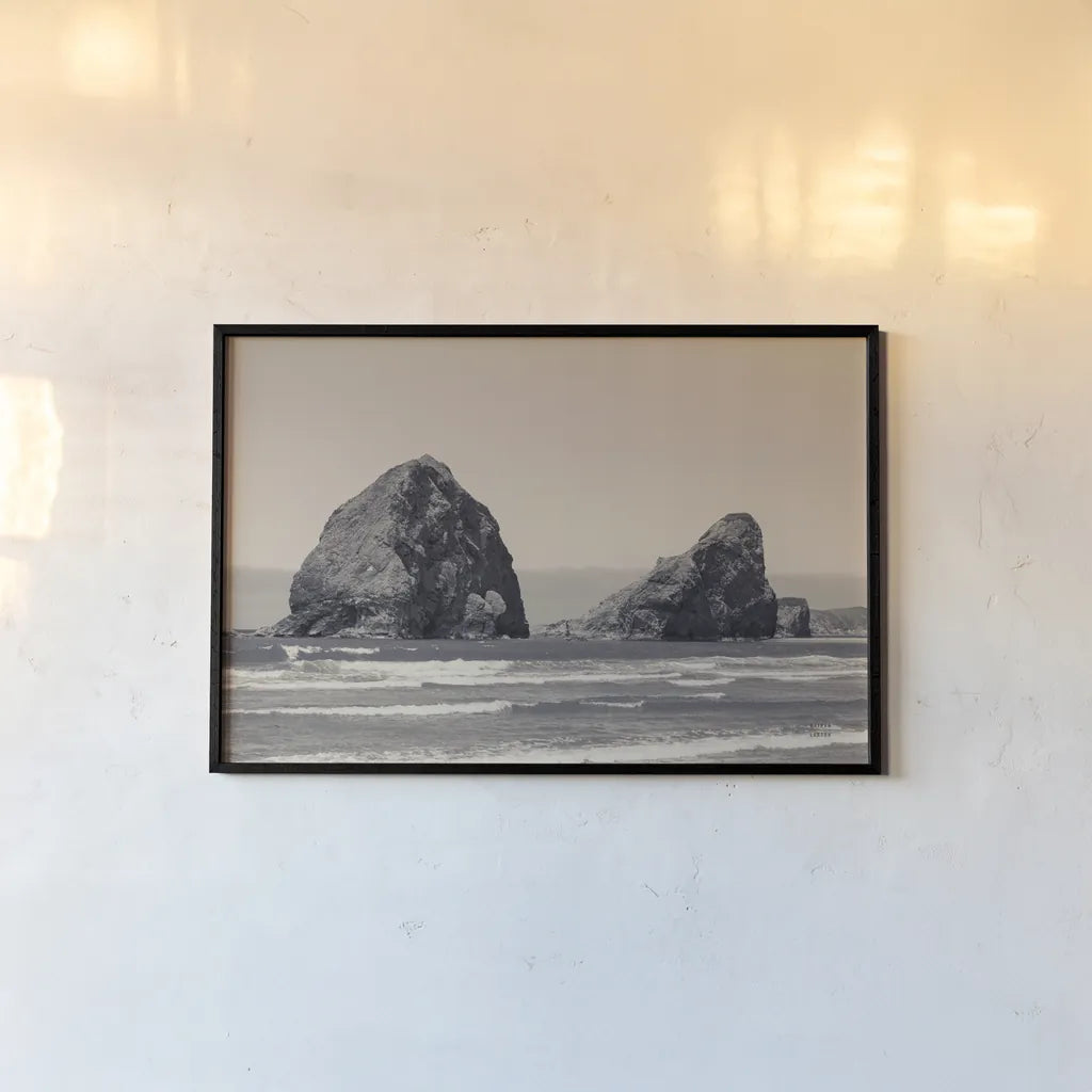 Rocky Shores by Nathan Larson. shown as a paper print in a black flame. Available as a archival giclee rolled canvas, fine art paper, or poster print. SKU 92598i.