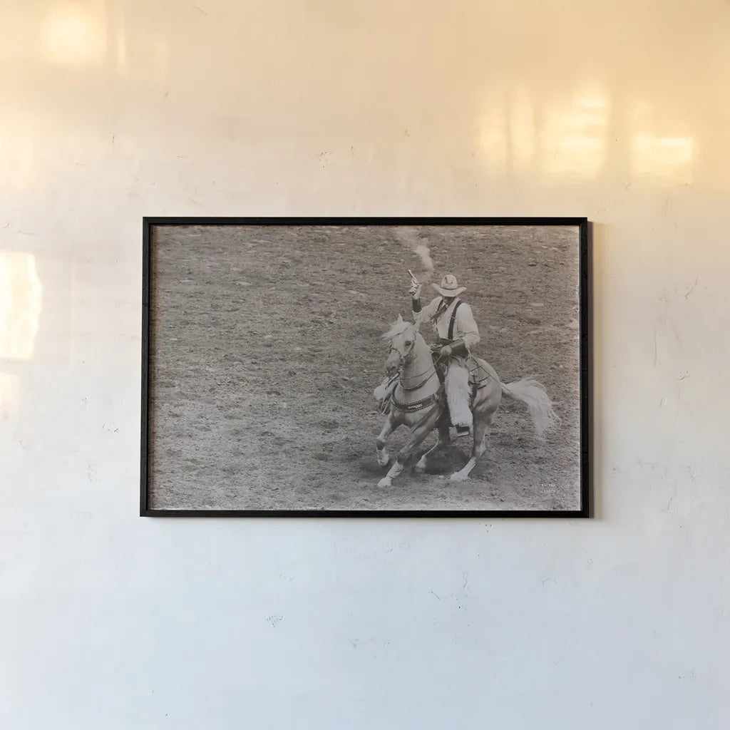 Rodeo I Sepia by Nathan Larson. shown as a paper print in a black flame. Available as a archival giclee rolled canvas, fine art paper, or poster print. SKU 82723i.