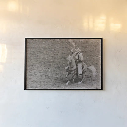 Rodeo I Sepia by Nathan Larson. shown as a paper print in a black flame. Available as a archival giclee rolled canvas, fine art paper, or poster print. SKU 82723i.