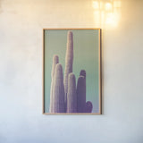 Saguaro Green Pastel by Nathan Larson. shown as a paper print in a natural frame. Available as a archival giclee rolled canvas, fine art paper, or poster print. SKU 97577h.