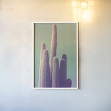 Saguaro Green Pastel by Nathan Larson. shown as a paper print in a white frame. Available as a archival giclee rolled canvas, fine art paper, or poster print. SKU 97577h.