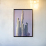 Saguaro Purple Pastel by Nathan Larson. shown as a paper print in a black flame. Available as a archival giclee rolled canvas, fine art paper, or poster print. SKU 97578h.